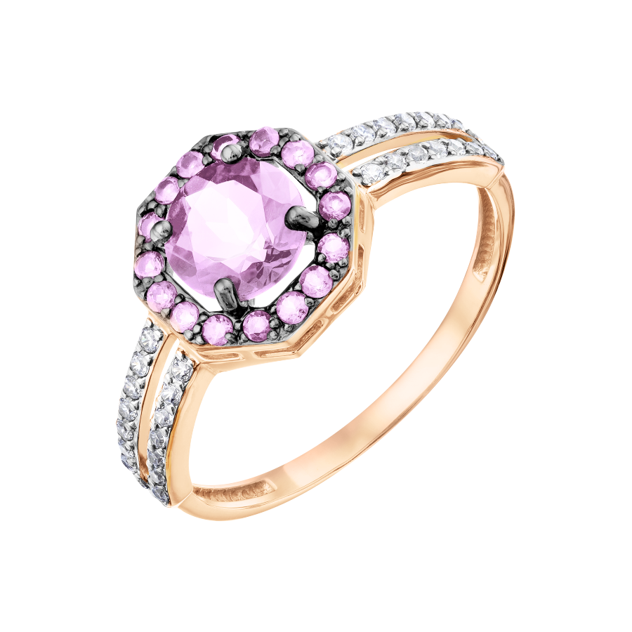 Damenring mit Amethysten und Zirkonia Bild 1