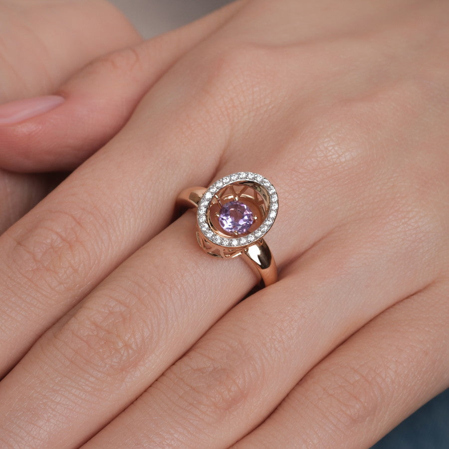 Damenring mit Amethyst und Zirkonia Bild 2