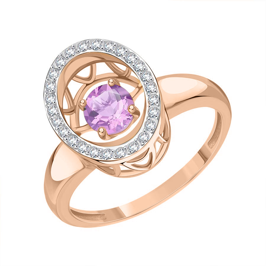 Damenring mit Amethyst und Zirkonia Bild 1