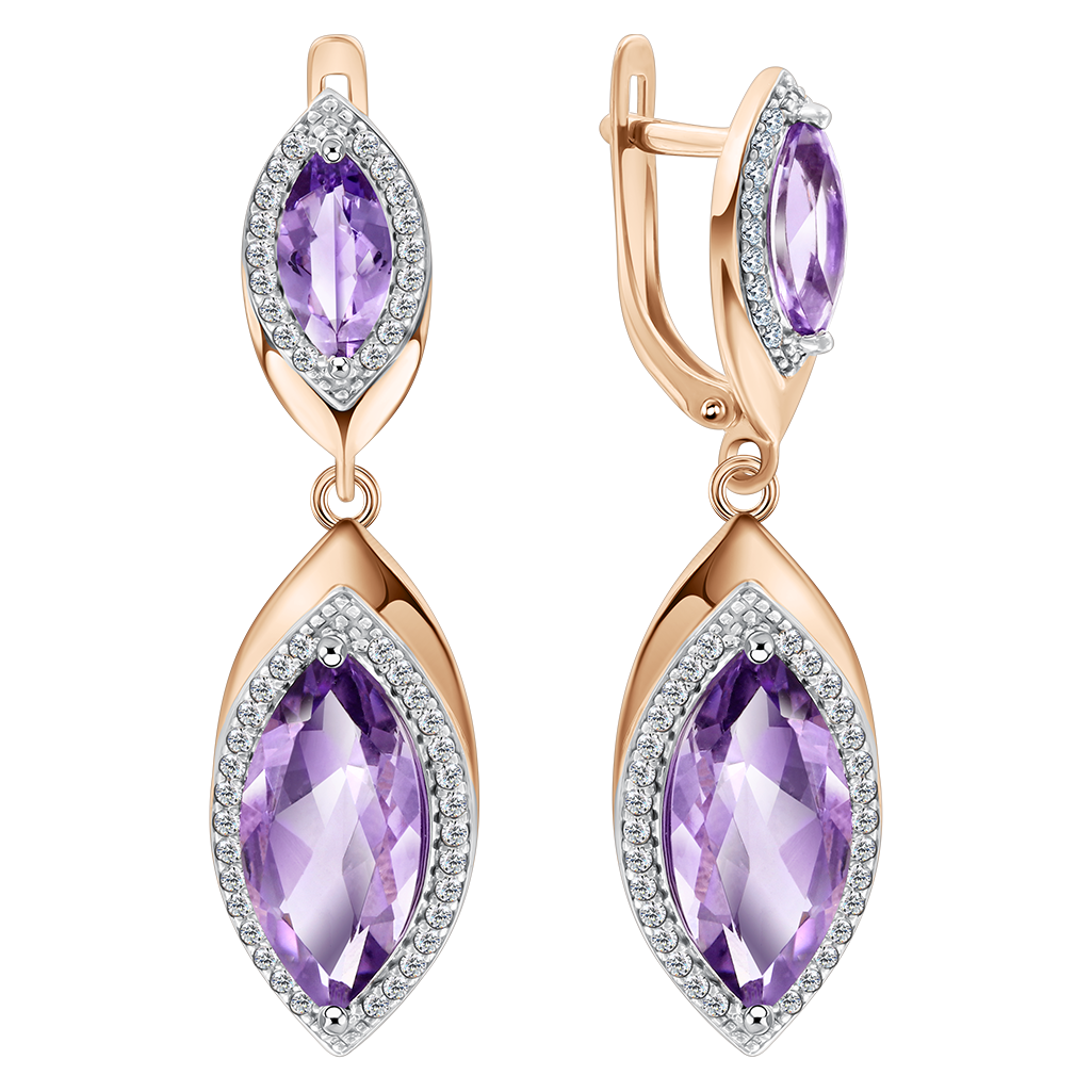Ohrhänger mit Amethysten und Zirkonia Bild 1