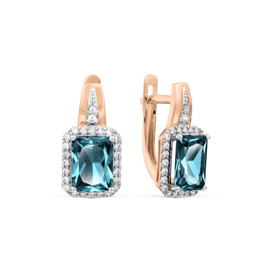 Ohrhänger mit London Blue Topas und Zirkonia Bild 1