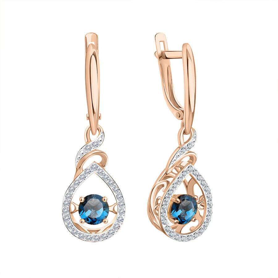 Ohrhänger mit London Blue Topas und Zirkonia Bild 1