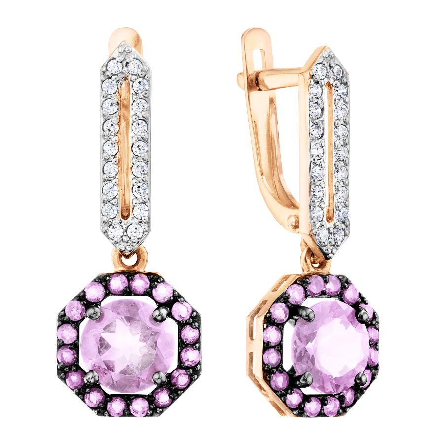 Ohrhänger mit Zirkonia und Amethysten Bild 1