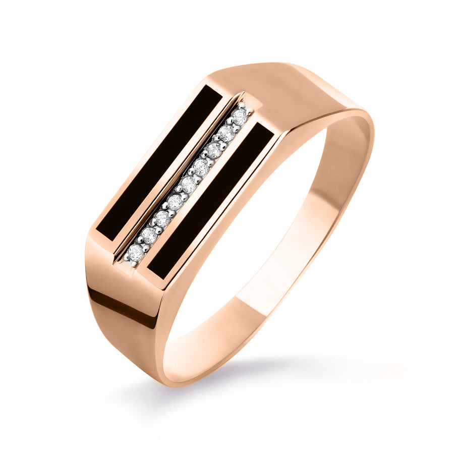 Herrenring mit Emaille und Zirkonia Bild 1