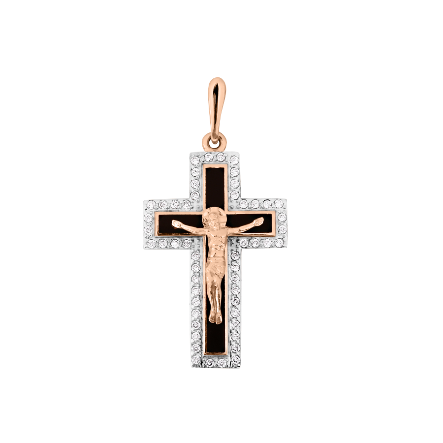 Anhänger - Kreuz mit Zirkonia und Emaille Bild 1