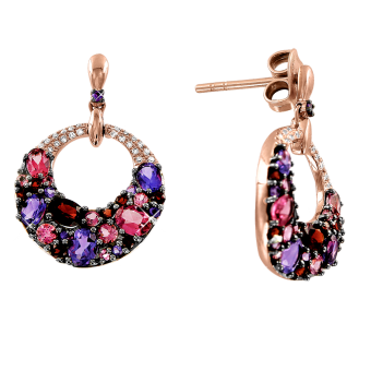 Ohrstecker mit Amethyst, Granat, Turmalin und Brillanten 