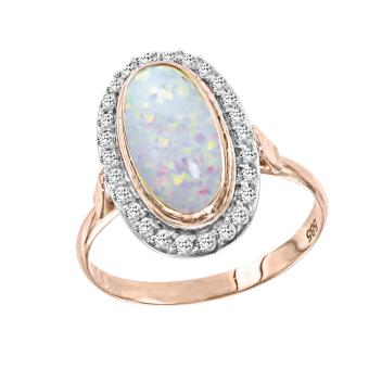 Damenring mit Opal und Zirkonia 