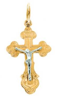 Gelb-/Weißgold Kreuz mit Gravur 