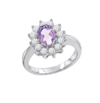 Damenring mit Zirkonia und Amethyst syn. 