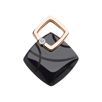 Anhänger mit Brillant aus Rotgold 585, schwarze Keramik 