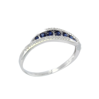 Damenring mit Brillanten und Saphir 