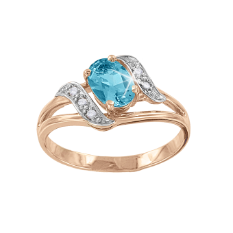 Damenring mit blauem Topas und Zirkonia 