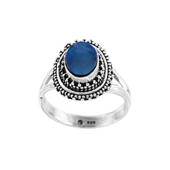 Damenring mit dunkel blau Opal 