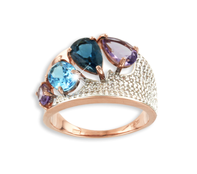 Damenring mit Zirkonia, Topas London Blue, Amethyst, Topas 