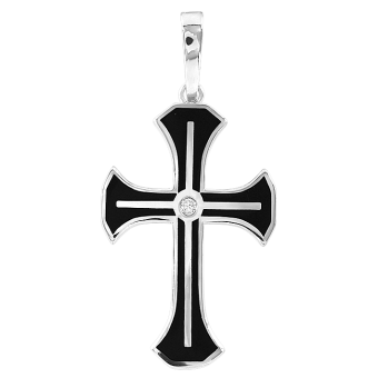 Silber Kreuz mit Zirkonia und Emaille 