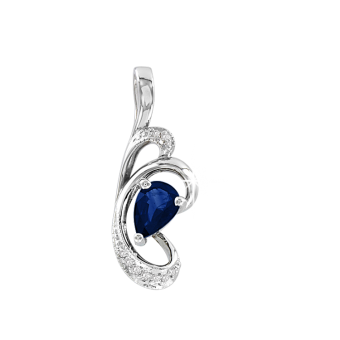 Anhänger aus Weißgold mit Brillanten und Saphir 