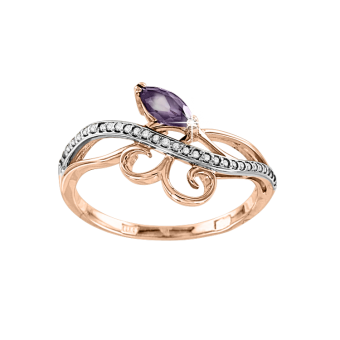 Damenring mit Amethyst, Zirkonia 