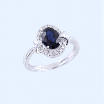 Damenring mit Saphir und Brillanten 