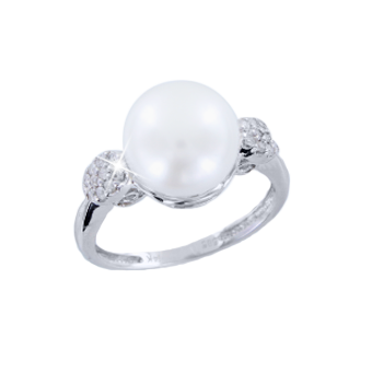 Damenring mit perle und Brillanten 