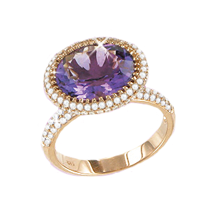 Damenring mit Brillanten und Amethyst 