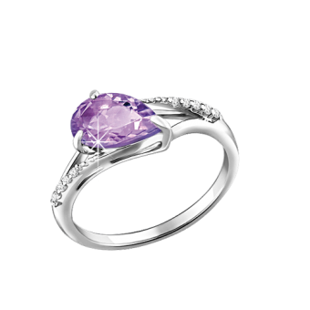 Damenring mit Amethyst und Zirkonia 