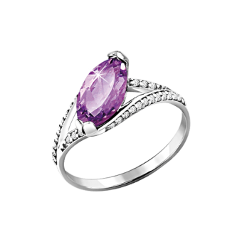 Damenring mit Amethyst und Zirkonia 