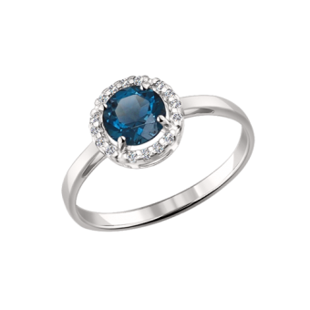 Damenring mit London Blue Topas und Zirkonia 