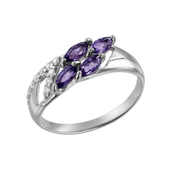 Damenring mit Amethyst und Zirkonia 