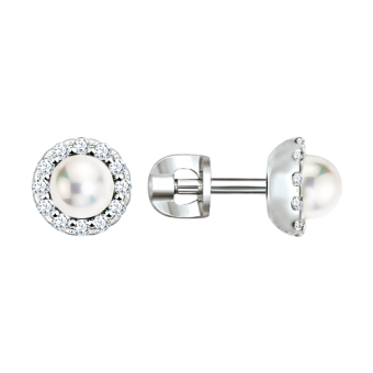 Ohrstecker mit Perle und Zirkonia 