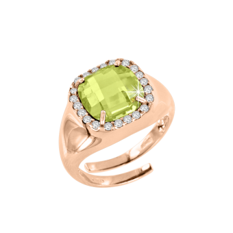 Damenring mit Peridot und Zirkonia 