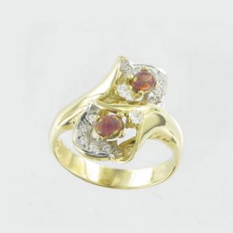 Damenring mit Opal und Zirkonia 