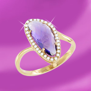 Damenring mit Brillanten und Amethyst 