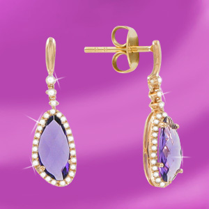 Ohrringe mit Brillanten und Amethyst 