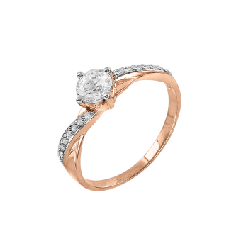 Rotgold Damenring mit Zirkonia Swarovski 